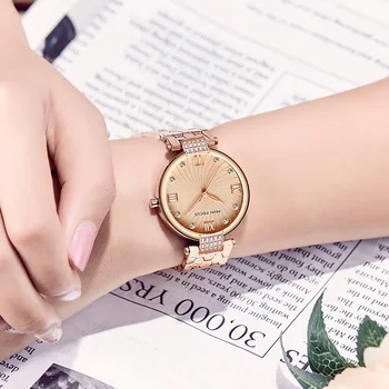MINI FOCUSWomen Luxusné Quartz Hodinky z Nerezovej Ocele Módny Náramok Náramkové hodinky pre Ženy Lady Relogios Hodiny 0186L Rose