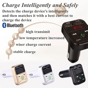 Auto Bluetooth, FM Transmitter, Bezdrôtový Handsfree LED MP3 Prehrávač, USB Nabíjačka, Dual USB 2.1 TF Modulátor Hands-Free Car Rýchle Nabitie