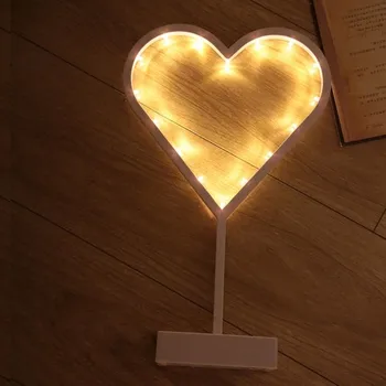 LED Star/Láska Srdce /Vianočný Strom stolná Lampa Dievča Miestnosti Dekorácie Nočné Svetlo Tabuľka Svetla Teplé Biele Suché Batérie, Napájaný