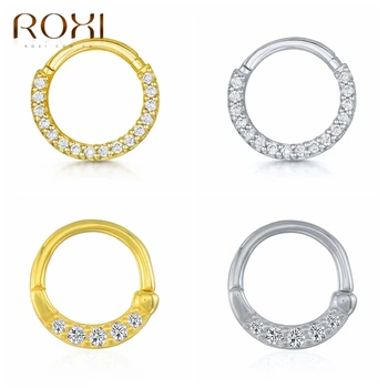 ROXI 1Pair Biele Kamene, Geometrie Hoop Náušnice pre Ženy, Dievča Kolo Chrupavky Náušnice 925 Sterling Silver Šperky Pendientes