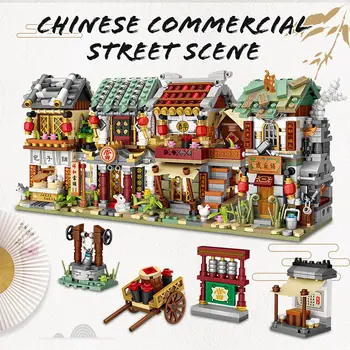 LOZ Creatored Mini Street View Čína Ulici Buchta Obchod Pawnshop Bistro Kováčskej dielni Stavebné Bloky, Hračky pre Deti, Darčeky