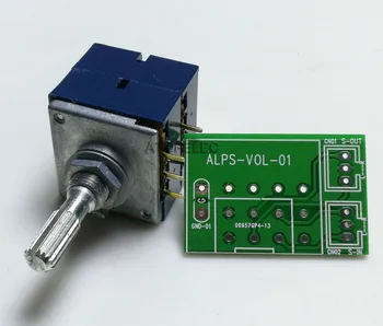 1pc Japonsko ALPY RK27 Objem DENNÍK Stereo Potenciometer 2-gang Dual 50K/100K/250K Ryhovanej Hriadeľ + PCB