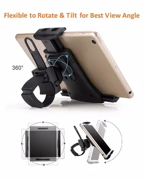 Stojan tabletu Pružné Spony Mount Držiak Krytý Telocvični Riadidlá na bežiacom páse rotopedy Mobilný Telefón Držiak pre iPad, iPhone