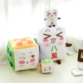 Candice guo plyšové hračky plyšové bábika cartoon mahjong štýle kocky blok obliečky na vankúš prívesok zvyšok nap spaním priateľ dieťa darček 1pc