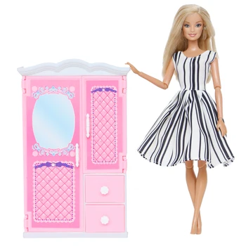 1 Ks Vysokej Kvality Bábika Šatník Roztomilé Ružové Plastové Oblečenie Spálňa Mini Nábytok pre Barbie Bábika Príslušenstvo Deti Hračky