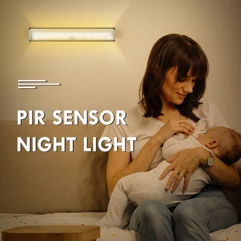 LED Nočné Svetlo PIR Čidlo Smart Schody Svetla 10 Nabíjateľná Led Nočné Lampy, Wadrobe Skrine, Spálne, Kuchynské Skrinky