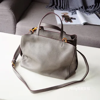Kožené malá taška na rameno messenger kabelka kórejská verzia jednoduché čisto kožené prvá vrstva cowhide vankúš kabelka