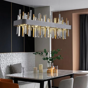 Nové obdĺžnikový luster osvetlenie luxusné moderné kartáčovaný čiernej nerezovej ocele lampa kreatívny dizajn reštaurácia osvetlenie zariadenie