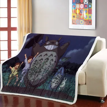 Môj Sused Totoro Sherpa Fleece Deka na Gauč Posteľ Legrační Zvieratá Hodiť Mäkkú Deku Domov prehoz cez posteľ Cestovanie, Camping posteľná bielizeň