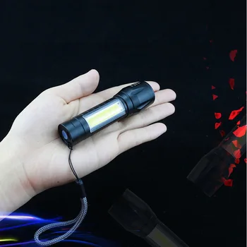 Prenosný Mini Nastaviteľný Zoom LED COB 3 Režim Nepremokavé Pochodeň Nabíjateľná Baterka Vrecku