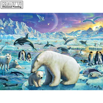 Plné Námestie vŕtačky Diamantové maľovanie 5D DIY Arktických zvierat Výšivky Mozaiky Cross Stitch Drahokamu dekor