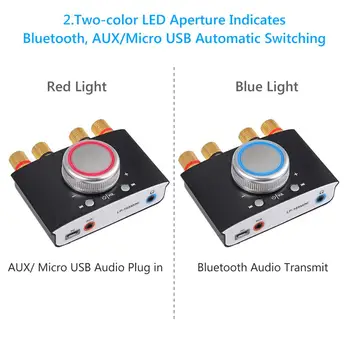 Neoteck Mini Bluetooth Zosilňovač Bezdrôtové Audio Prijímač s 12V 5A DC Adaptér, 2 Kanál 50W s AUX/USB/Bluetooth