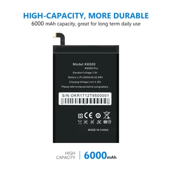 Vysoko Kvalitné Batérie Pre Oukitel K6000 K6000 Pro DOOGEE T6 6000mAh Vysoko Kvalitné Reálne možnosti Interné Telefónne Bateria Bezplatné Nástroje