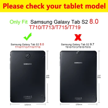 3D Tlač PU Kožené puzdro pre Samsung Galaxy Tab S2 8.0 SM-T710 T713 T719 T715 Kryt pre Samsung Tab S2 8.0 palcový Prípade+film+Pero