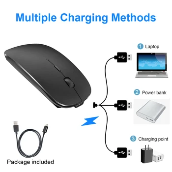 Bezdrôtová Myš Bluetooth Myš Nabíjateľná Slient Počítačová Myš 2,4 Ghz Bezdrôtový Ergonomické Mause USB Optická Myš pre pc Loptop