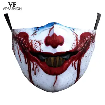 VIP MÓDNE Umývateľný Textílie Masky Zábavné Halloween Joker Tvár Tlač Festival Masiek Dospelých, Deti bočný Kryt Opakovane Masky