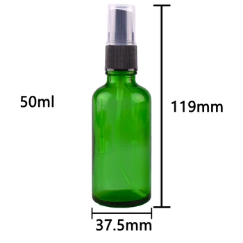 12pcs 50ml Zelené Sklo Spreji w/ Black Jemné Hmlu Postrekovač esenciálny olej fľaše prázdne kozmetické kontajnerov