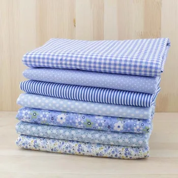 7pcs 50cmx50cm Modré Bavlnenej Tkaniny pre patchwork tkaniva šiť DIY Prešívanie tuku štvrťroku Textilné Tilda Bábika