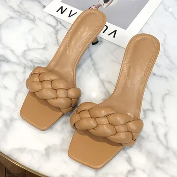 Topánky dámske Sandále Ženy Sexy Vysoké Podpätky Sandále 2021 Letné Topánky Striptérka Väzbe Štvorcové Prst Návrhár Obuvi Dámy Veľká Veľkosť